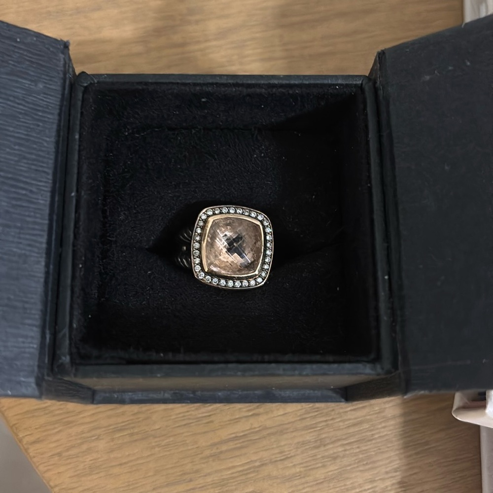 David Yurman 11 mm Albion ring - Morganite with diamonds